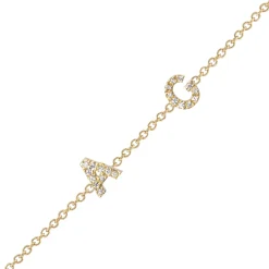 Brazalete Dos letras Diamantes Mini