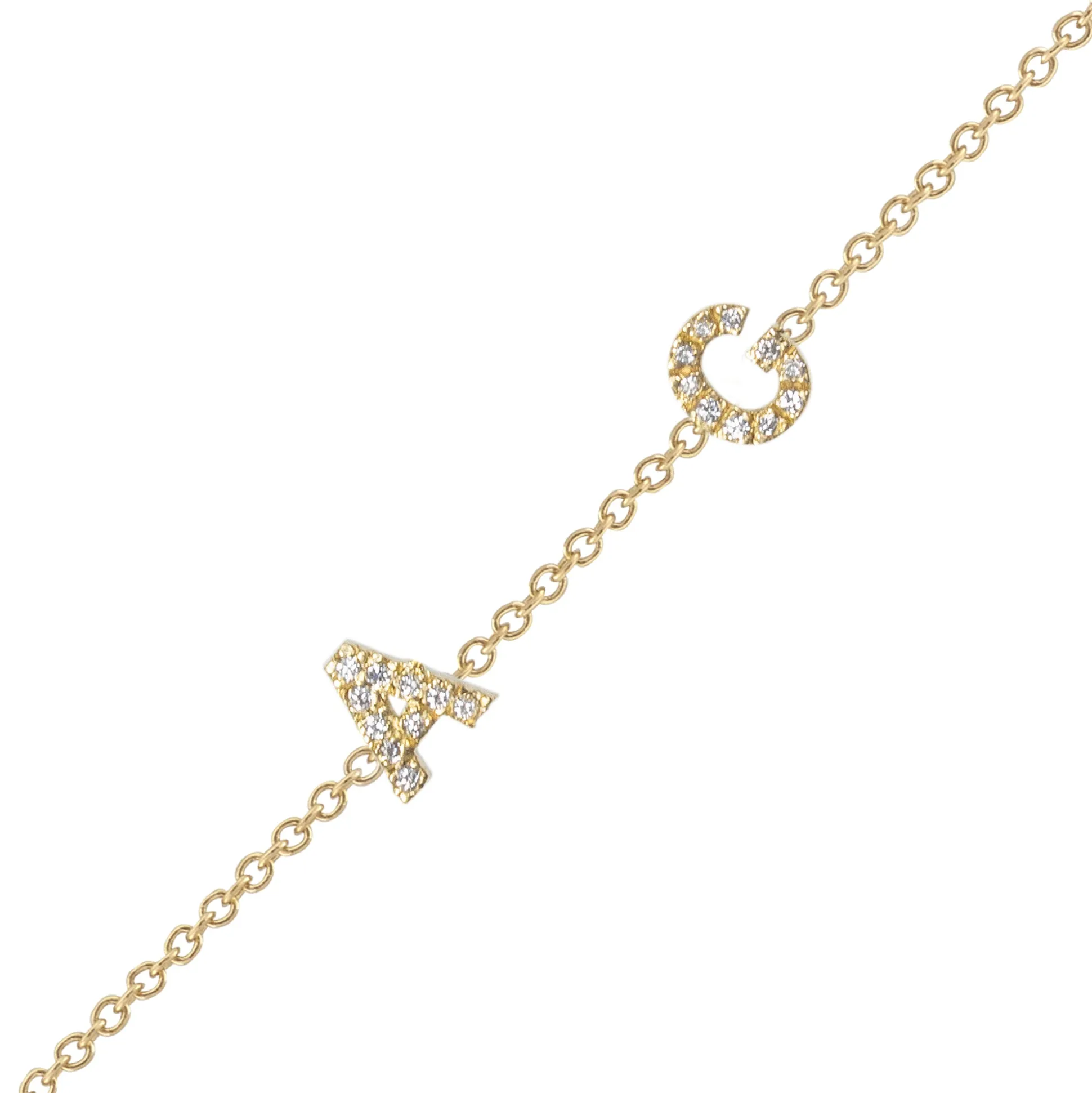 Brazalete Dos letras Diamantes Mini
