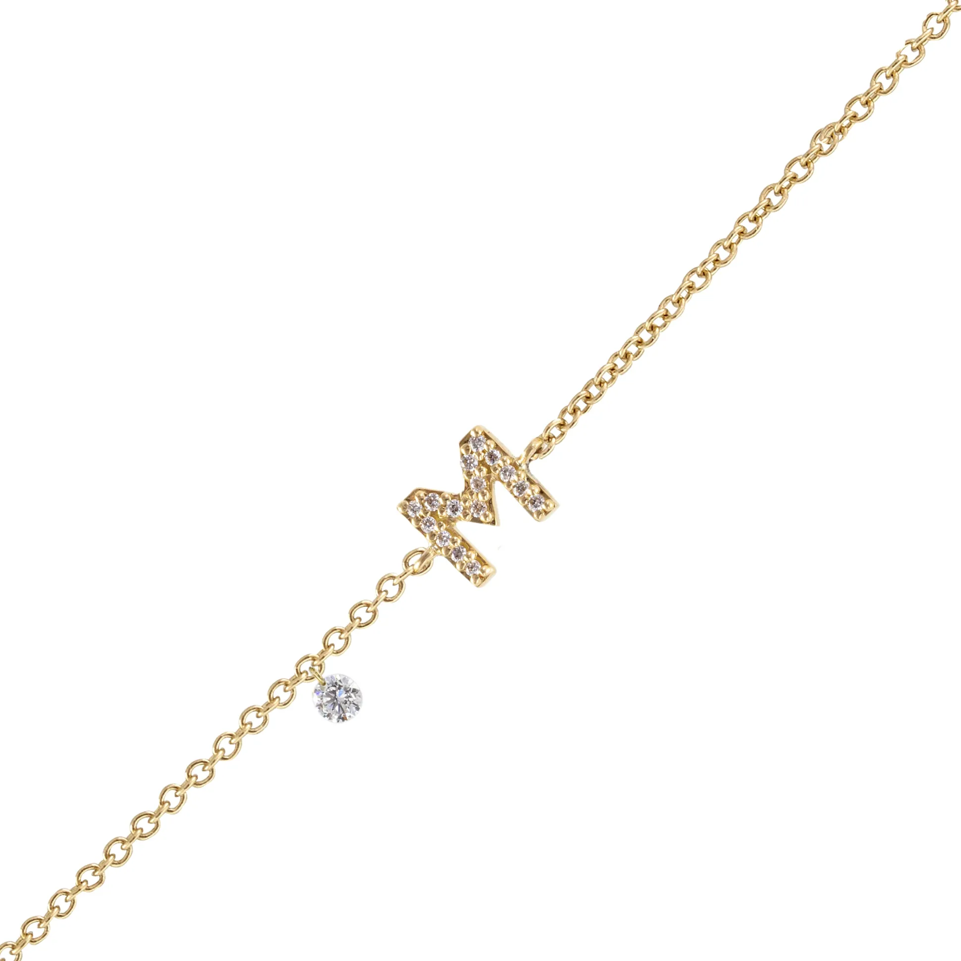 Brazalete Una letra con Diamante perforado