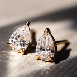 Pendientes Boton Lagrima Diamante